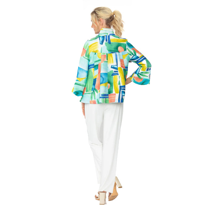 Abstract Watercolor Print Jacket in Blue/Multi - 6855J-BLU