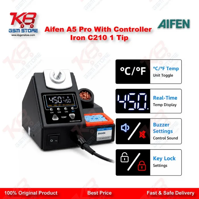 Aifen A5 Pro Digital Soldering Station with C210 Handle and Iron Tip – 120W JBC Compatible