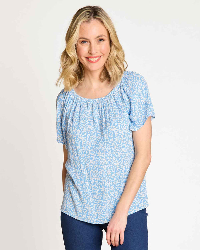Alicia Floral Cotton Short Sleeved Top - The Classic Boutique