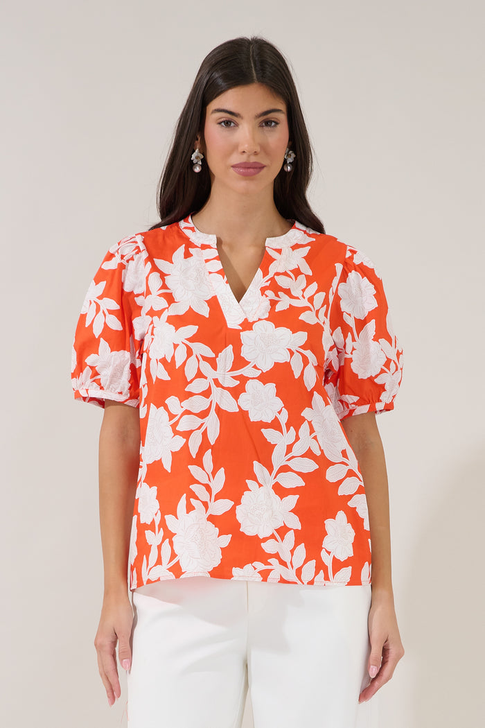 Amanda Split Neck Top Lilo Tropics