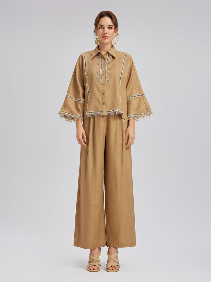 Baroque Lace-Trim Linen Shirt