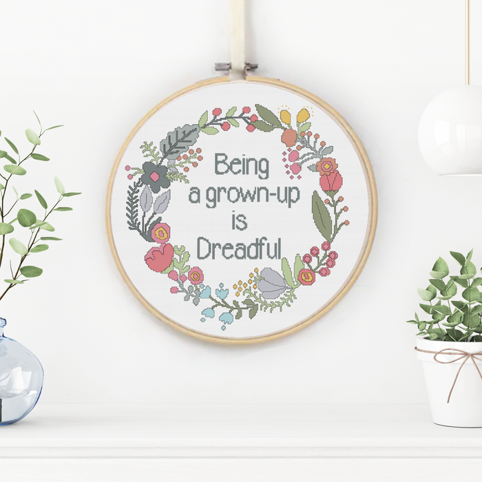 Being a Grown Up Cross Stitch Pattern by Peppermint Purple
