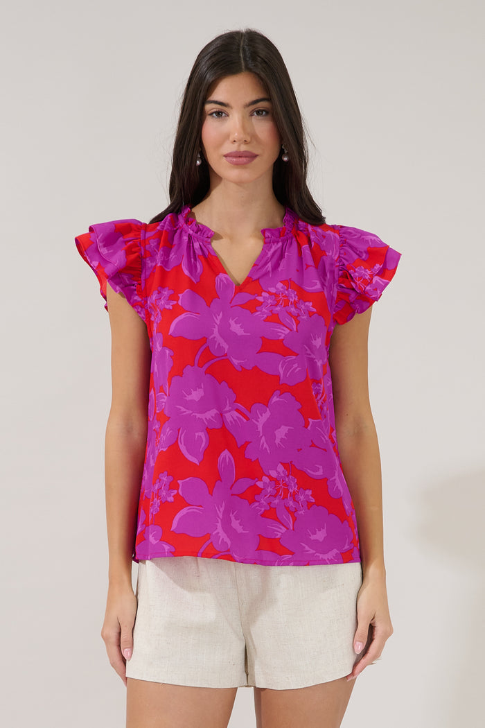 Bellissima Ruffle Sleeve Top Sandrie Floral