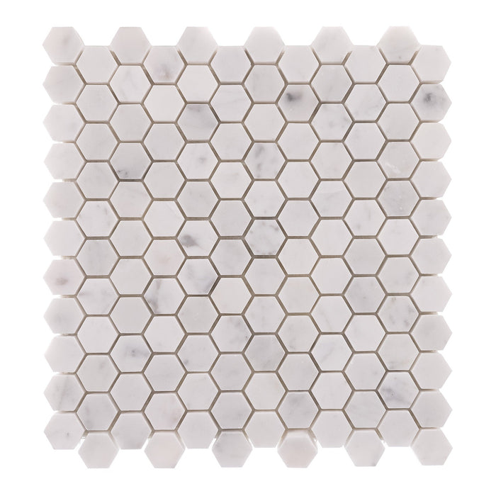 Bianco Carrara Hex Mosaic Stone TileStyle 30cm x 30cm