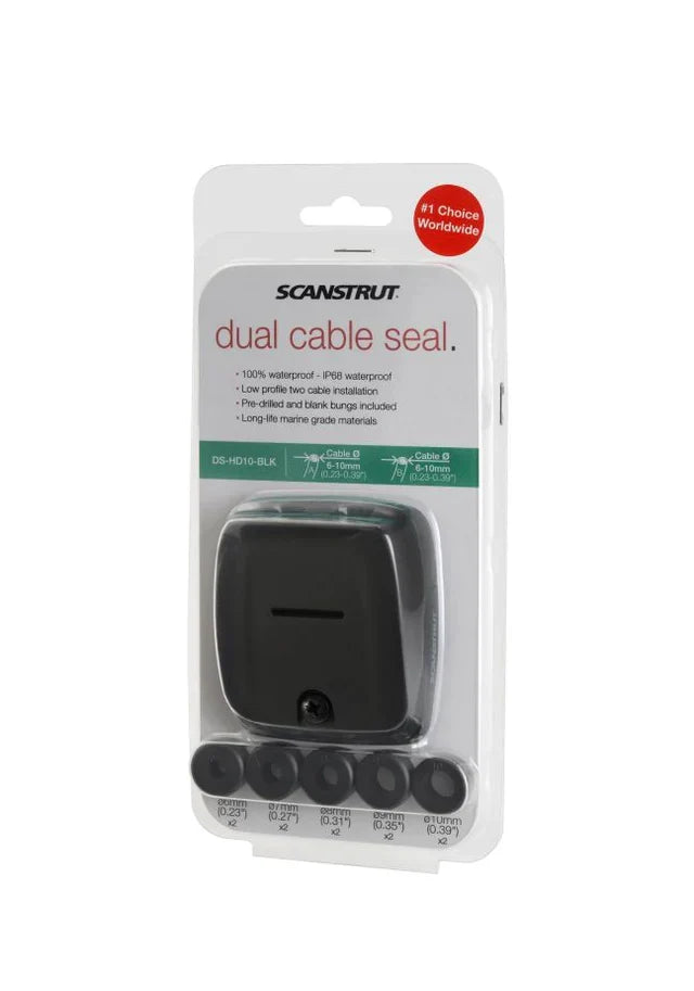 Campervan black double horizontal cable seal for solar panel wiring