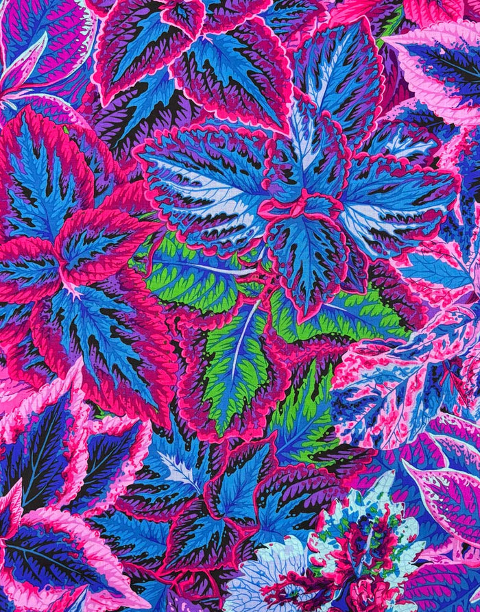 Blue Bold Leaves Cotton Fabric, Kaffe Fasset Collective