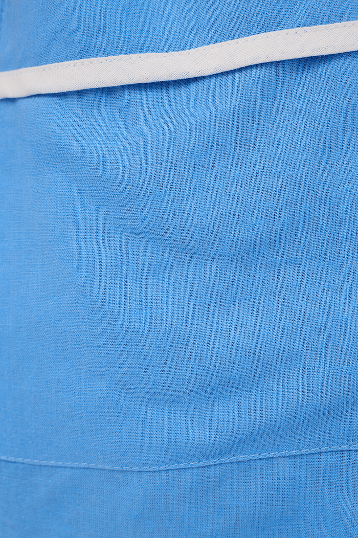Blue Elastic Waist Shorts with Contrast Piping_7