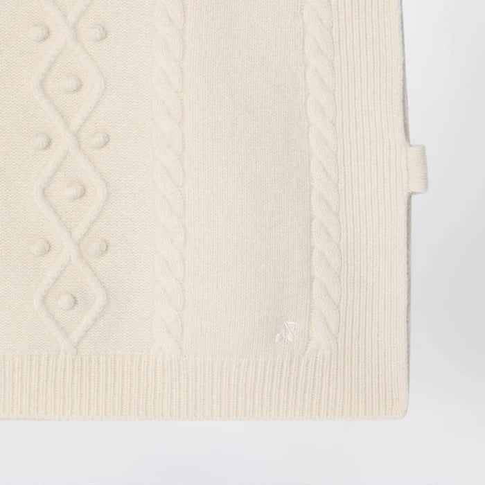 Bonpoint - Beige wool gilet with a braided pattern
