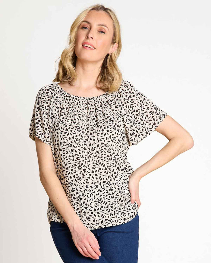 Brittany Patterned Cotton Short Sleeved Top - The Classic Boutique