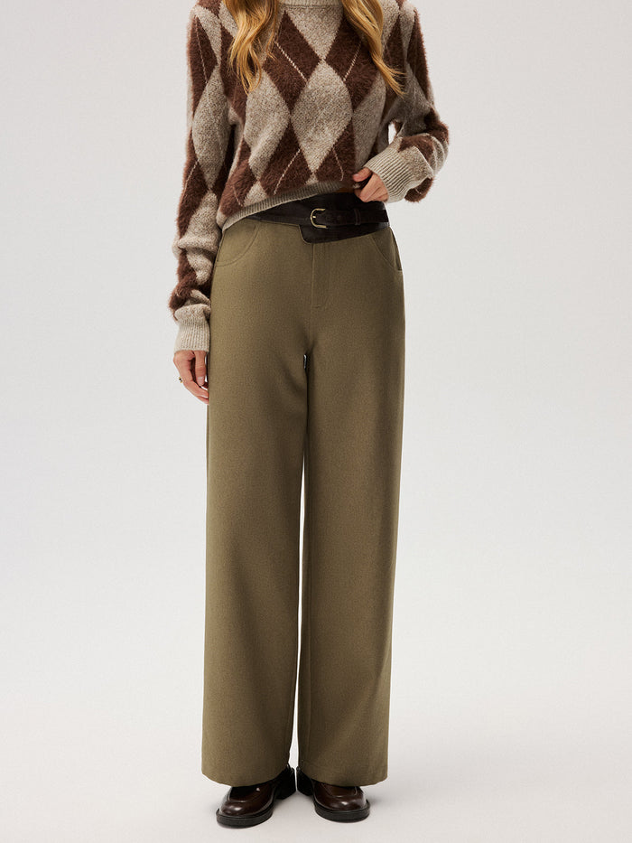 Color-Block Waist Wide-Leg Pants
