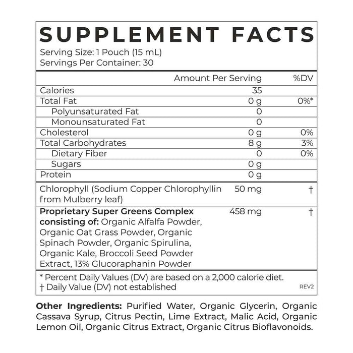 Cymbiotika Super Greens Supplement - 30 x 15ml Pouches - L'Organic