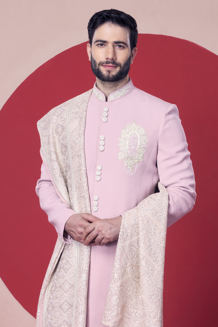 Elegant Hand Work Sherwani With Dupatta