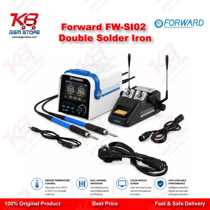 Forward FW-SI02 Dual Station Precision Soldering Station – 400W Digital Temperature Control