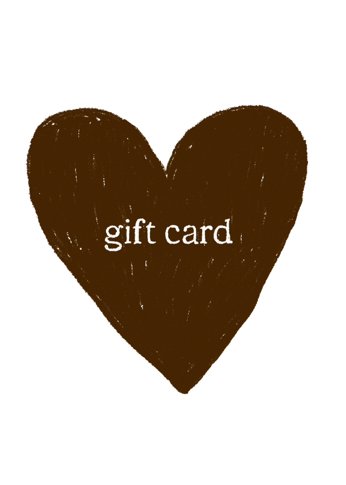 Heart-shaped gift card with the text "gift card".