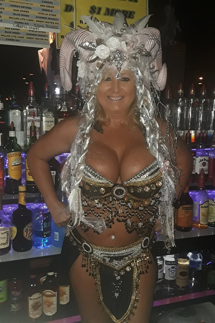 Gypsy Dark Moon Fox Inspired Bra and Skirt Costume Cosplay Dance Rave Festival Halloween