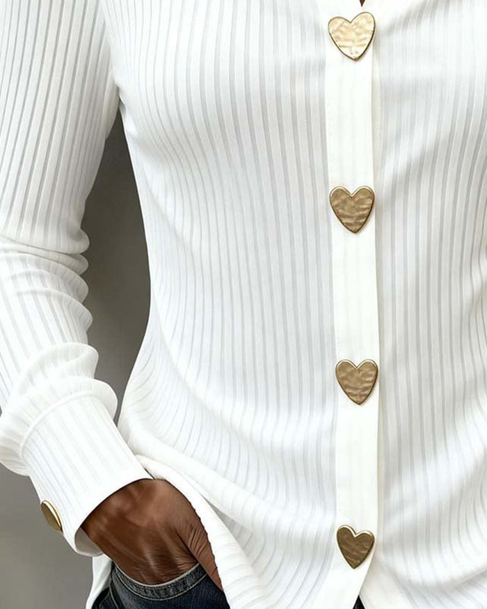 Halyra - Chemise Boutonnée Cœur Élégante
