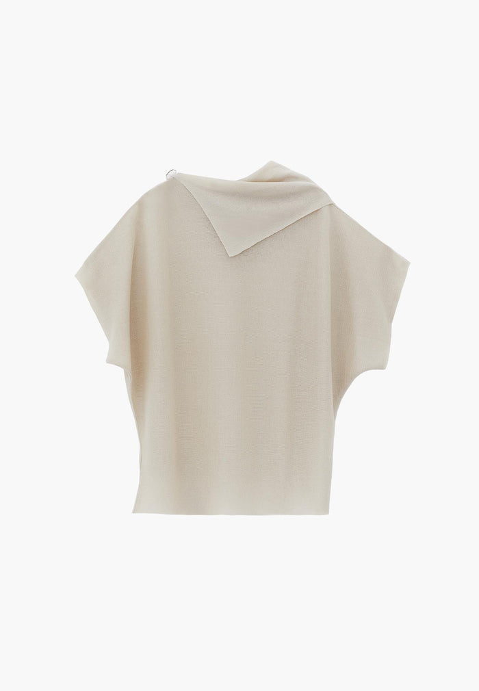 High Neck Sleeveless Oversize Tunic Blouse - SILVER BIRCH