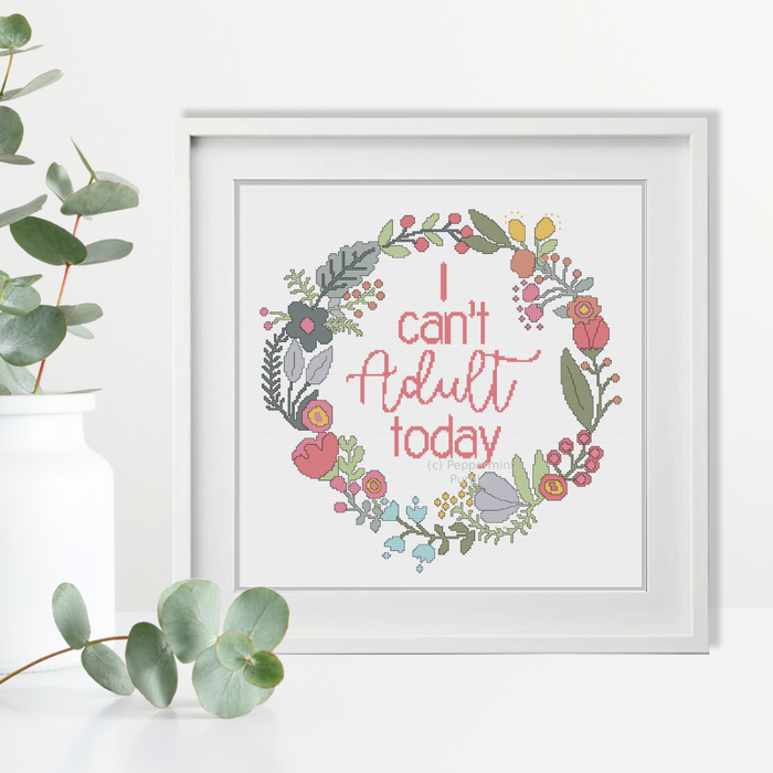 I can't Adult Today Cross Stitch Cross Stitch Pattern by Peppermint Purple