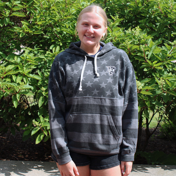 J America Peekaboo Tri Blend Hoodie Black Stars and Stripes