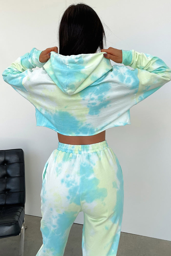 Kamakazi Cropped Sweater - Blue Green Tie Dye