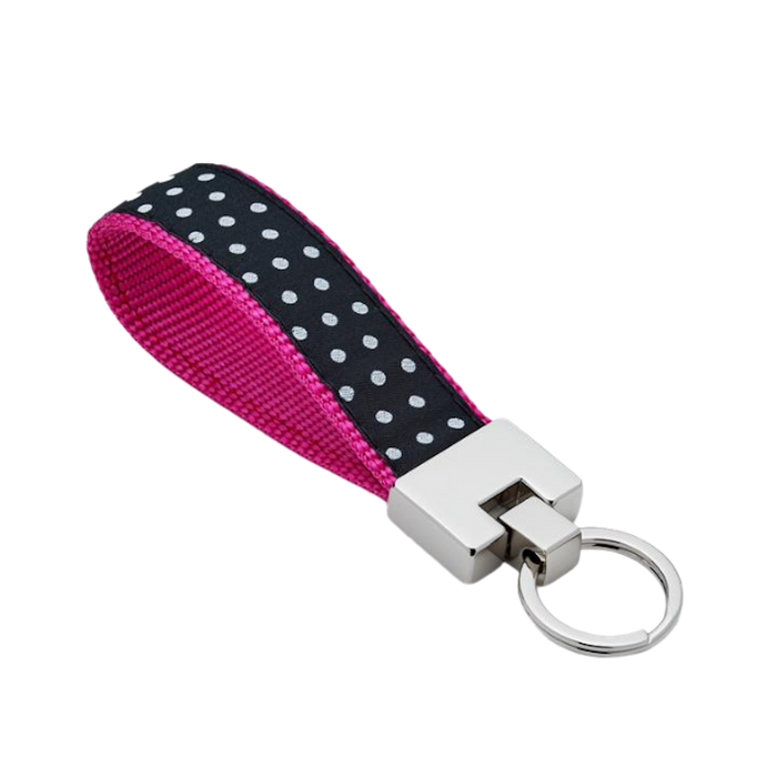 BLACK-WHITE-DOTS-DOG-KEY-RING