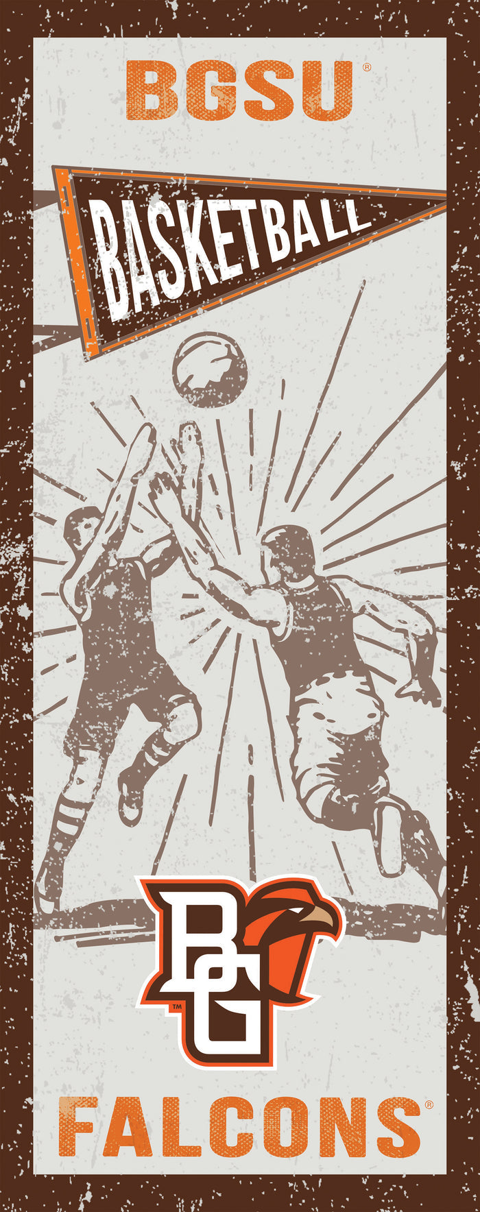 K&H BGSU Basketball Wood Plaque 7x18"