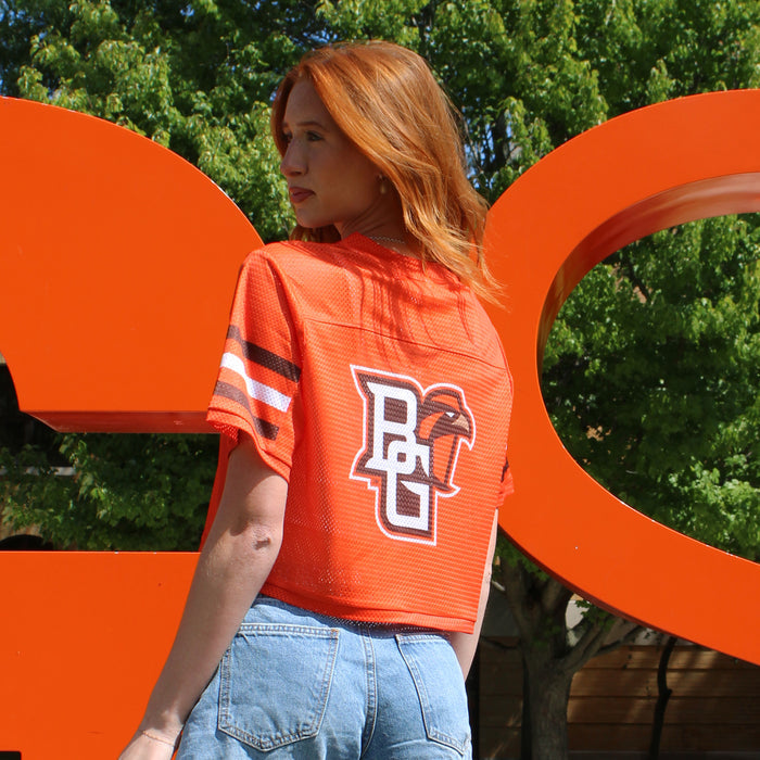 Ladies Zoozatz Falcons Peekaboo Cropped Mesh Tee