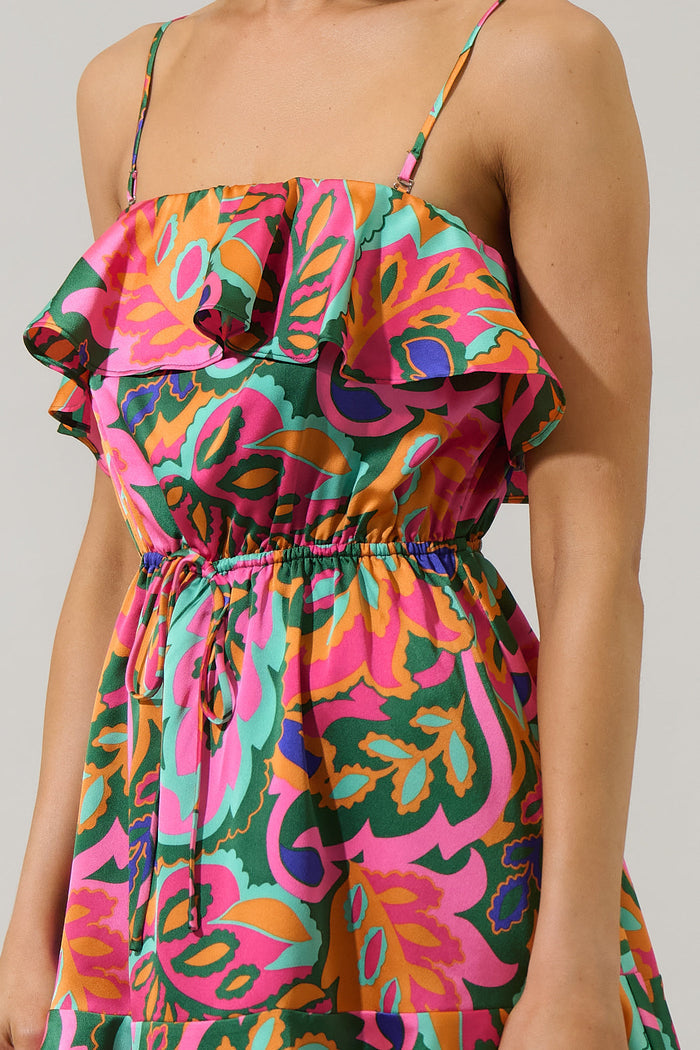 Lilia Tropical Convertible Ruffle Mini Dress