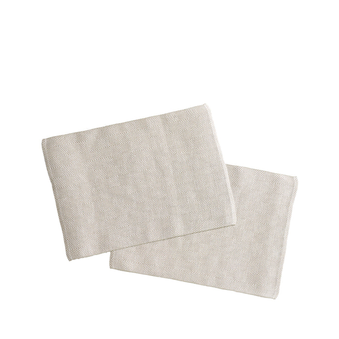 Växbo Lin Linen Rutig Strandrag Placemats in White (Set of 2)
