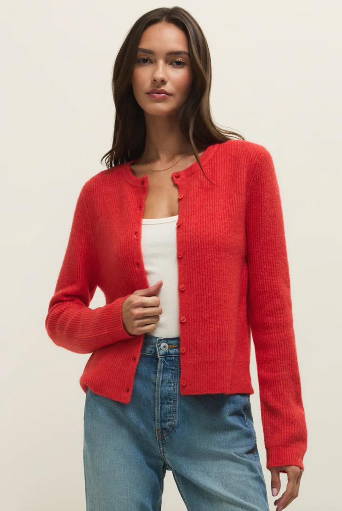 Medina Rib Cardigan - Red Lotus