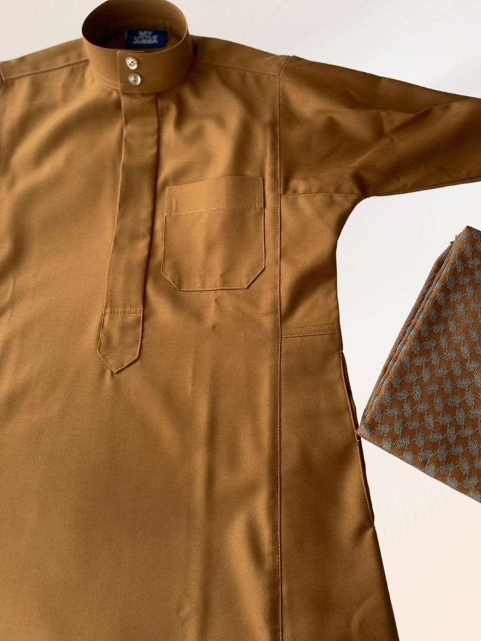 Mens Burnt Orange Cashmere Wool Saudi Hijazi Thobe