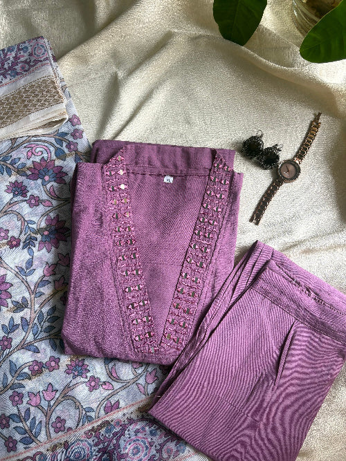 Muted lavender kurta set
