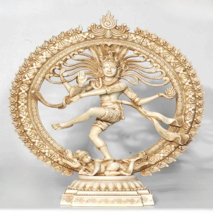 Nataraja Statue – Dancing Shiva in Antique Ivory Finish