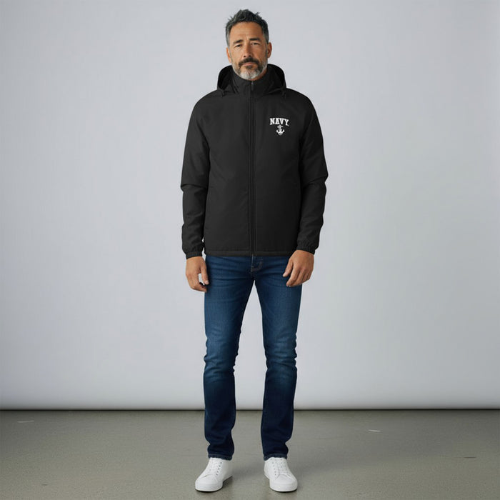 Navy Anchor Atmos Pro Fleece Lined Hooded Jacket (Black)
