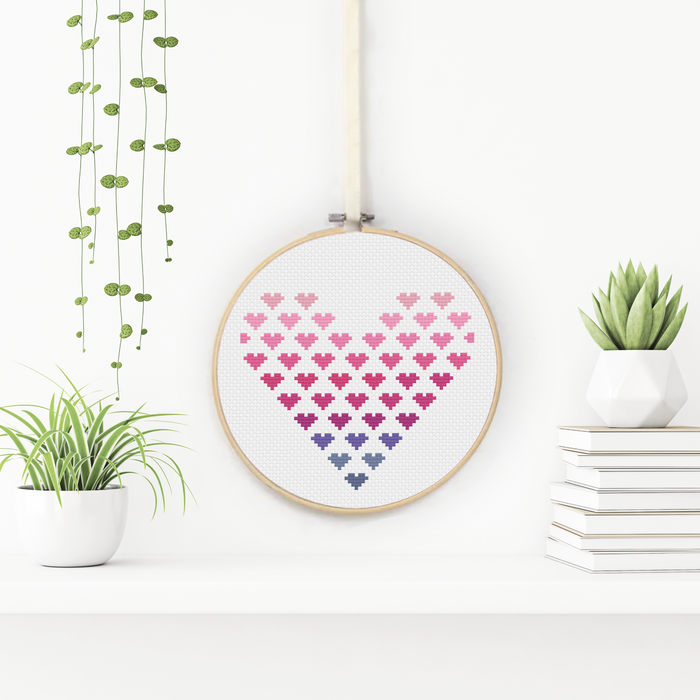 Ombre Heart Cross Stitch Pattern by Peppermint Purple