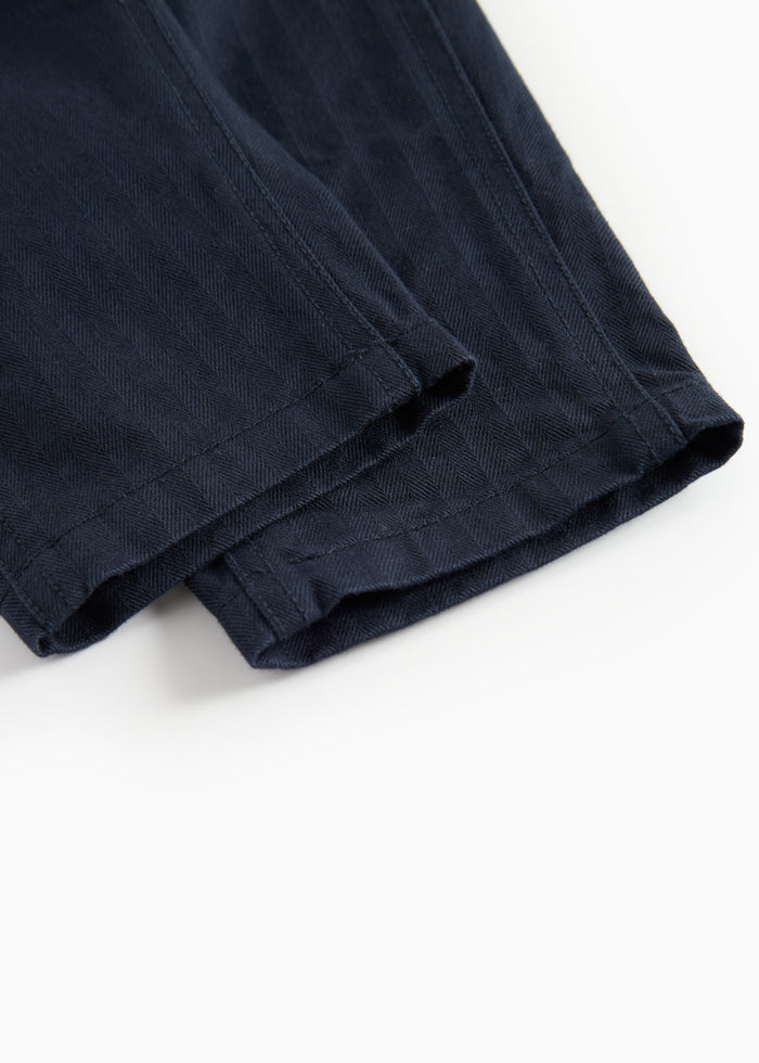 Dark blue pants with elastic waist and drawstring in soft fabric for baby