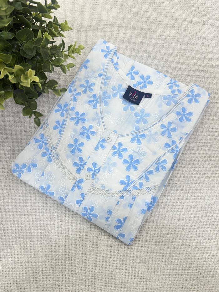 Printed poly cotton nighty