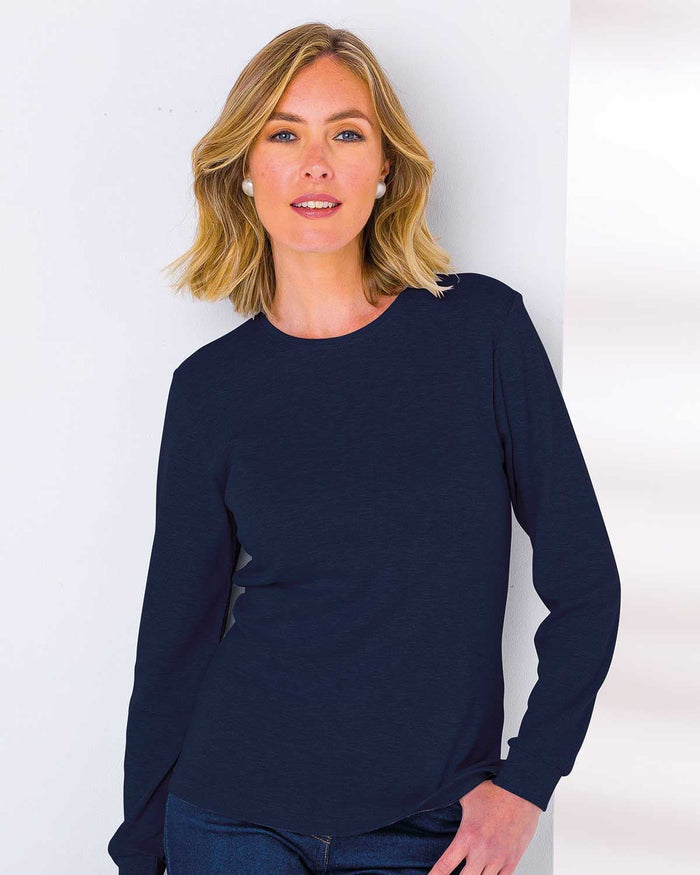 Pure Cotton Crew Neck - Navy - The Classic Boutique