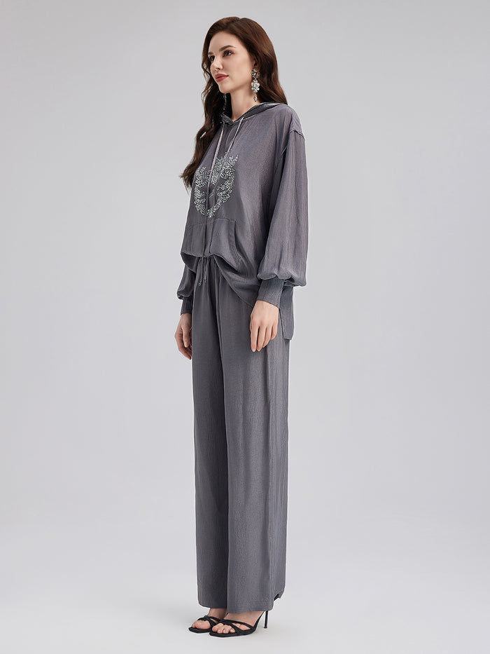 Relaxed Acetate Straight-Leg Pants