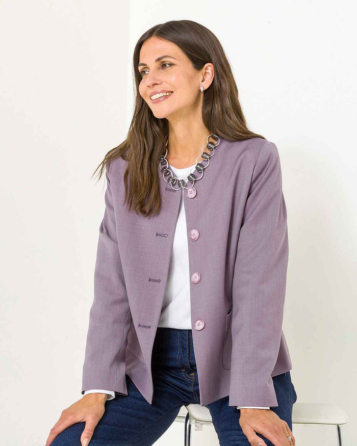 Sandown Wool Mix Fully Lined Ladies Jacket - Mauve - Image 2 - The Classic Boutique