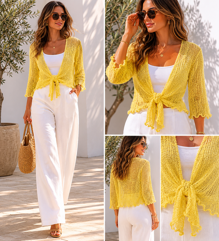 Simone Cobweb Shrug Lemon