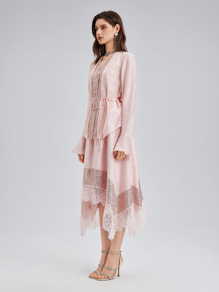 Statement Sequin Lace Panel Skirt