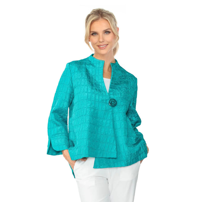 Textured Asymmetric Jacket in Teal - 6288J-TL