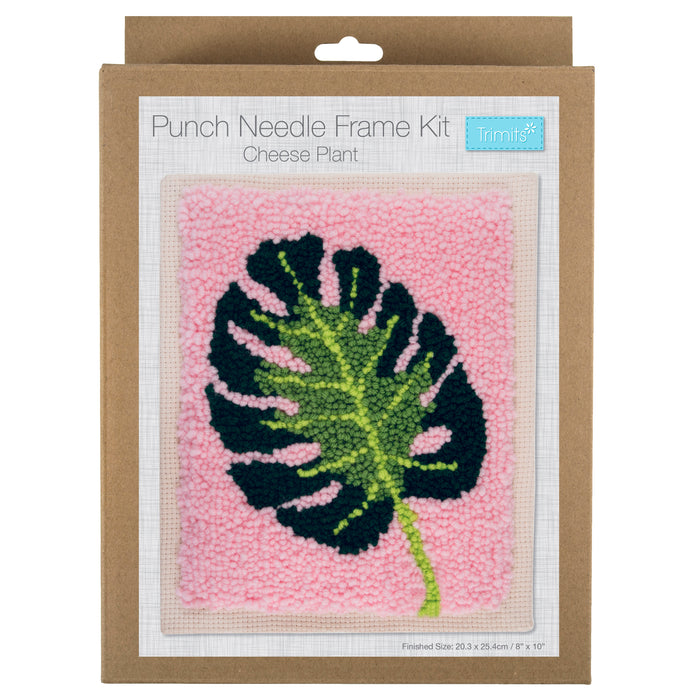 Trimits Punch Needle Kit Floss and Hoop: Cheese Plant, 15.2cm Diameter, Includes Embroidery Floss, Hoop, Fabric, Punch Needle, Instruct...