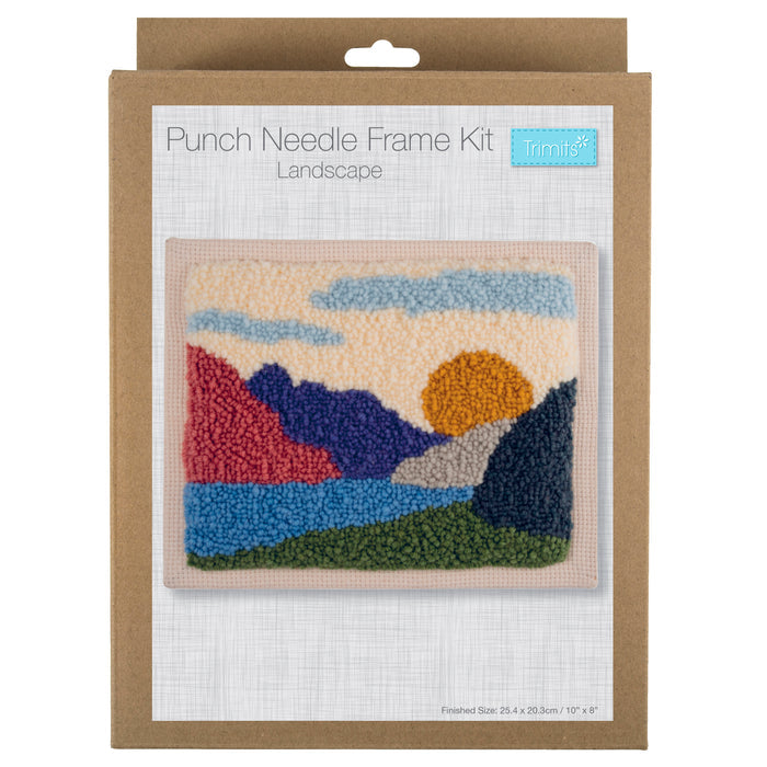 Trimits Punch Needle Kit Floss and Hoop: Landscape, 15.2cm Diameter, Includes Embroidery Floss, Hoop, Fabric, Punch Needle, Instruction...