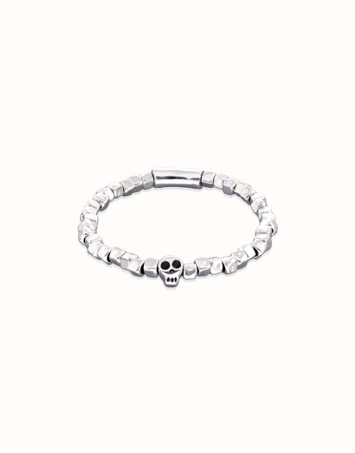 silver bracelet with skull