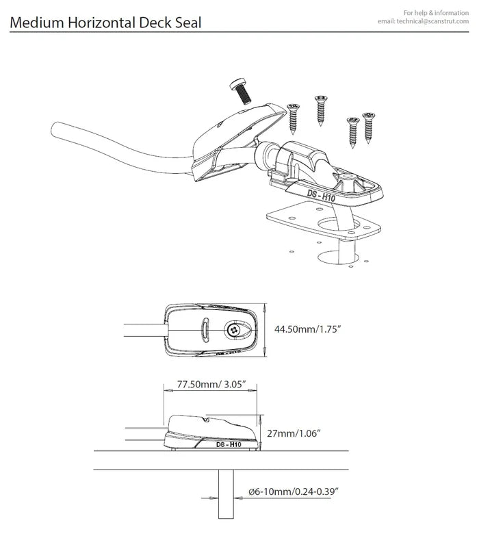 RV white 6-10mm horizontal cable entry gland for exterior mounting