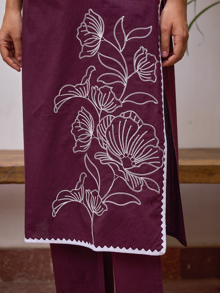 Women's Cotton Embroidered Kurta Set