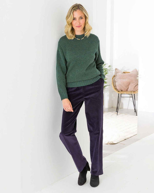 Needlecord Trousers  Ladies - Navy - The Classic Boutique