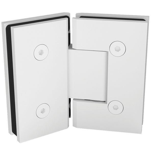 135 Degrees Frameless Shower Screen Glass to Glass Hinge - Matt White - Image 1